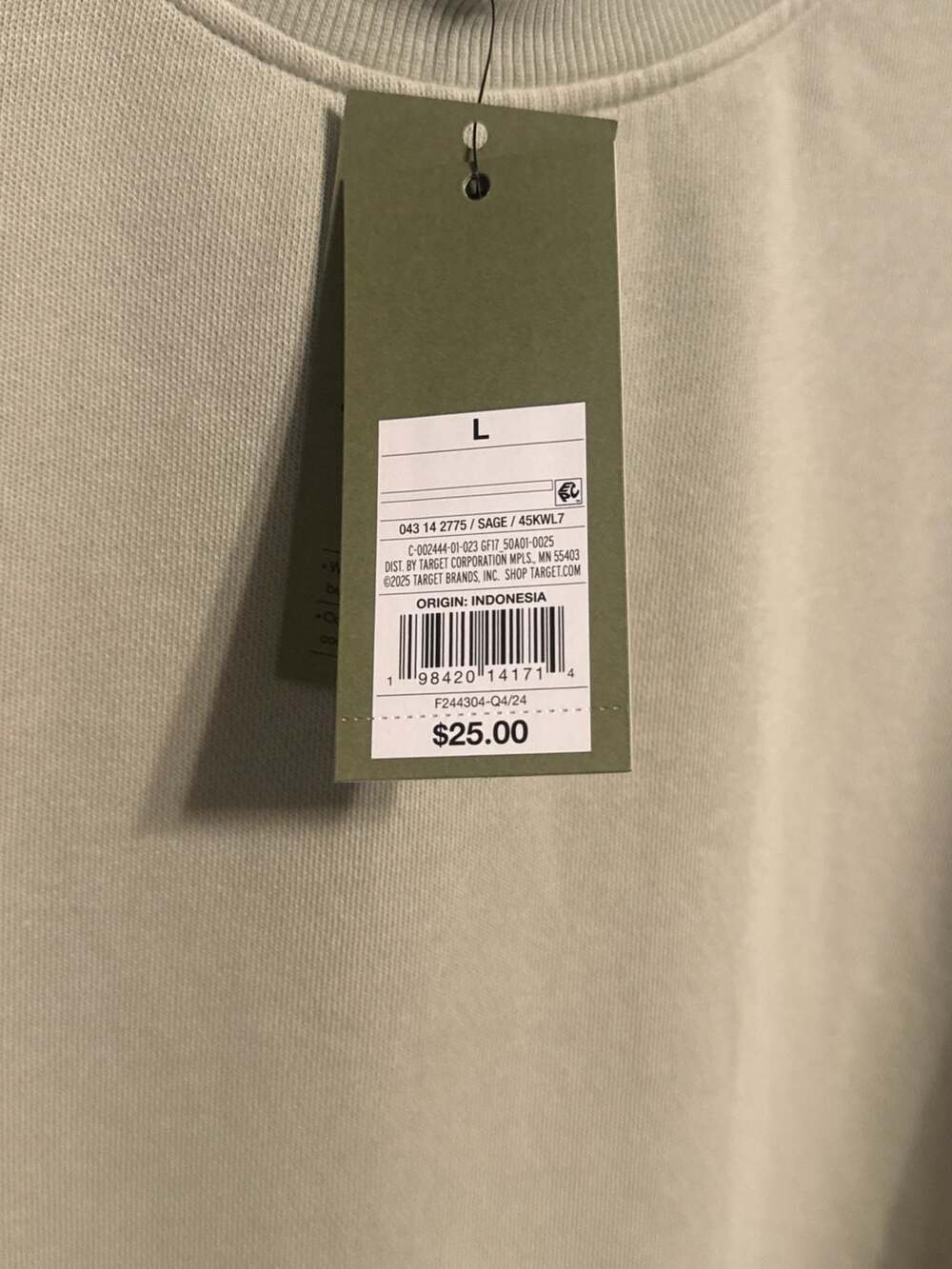 Goodfellow & Co Men's Crewneck Sweatshirt Sage Green Size L - Picture 3 of 3